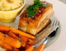 Twice Cooked Pork Belly with Passionfruit Carrots