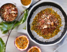 Passionfruit, Chia and Coconut Porridge with Toasted Nuts