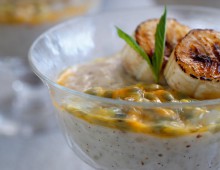 Warm Rice Pudding With Caramelised Banana And Fresh Passionfruit