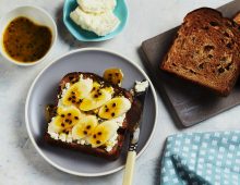 Thick Cut Fruit Toast with Passionfruit Sauce